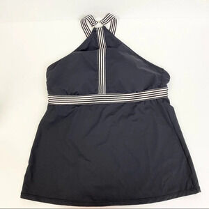 Anne Cole Studio Black White Classic Style Adjustable Halter Neck Tankini Top M